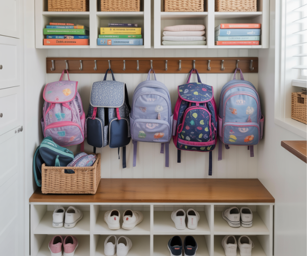 School backpack and shoe organization